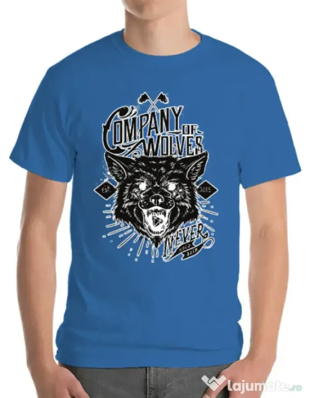 Tricou ADLER barbat Company of wolves Albastru azuriu