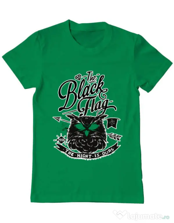 Tricou ADLER barbat The black flag owl Verde mediu