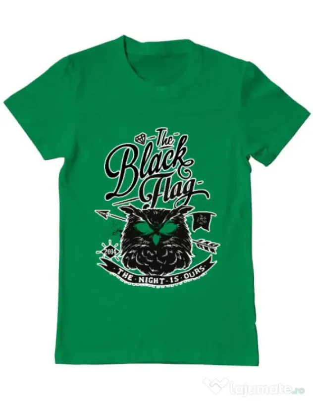 Tricou ADLER barbat The black flag owl Verde mediu