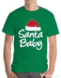 Tricou ADLER barbat Santa baby Verde mediu