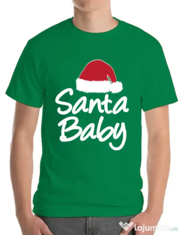 Tricou ADLER barbat Santa baby Verde mediu