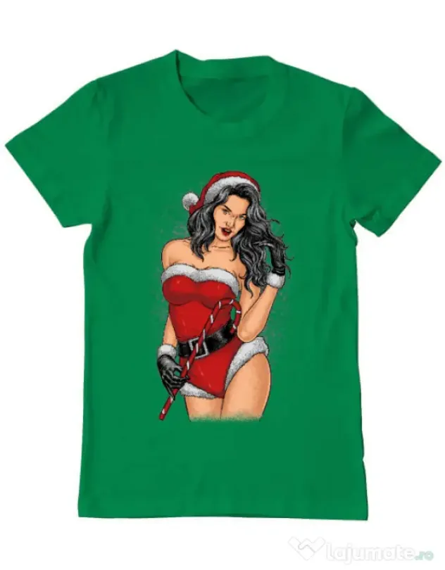 Tricou ADLER barbat Sexy Santa Girl Verde mediu
