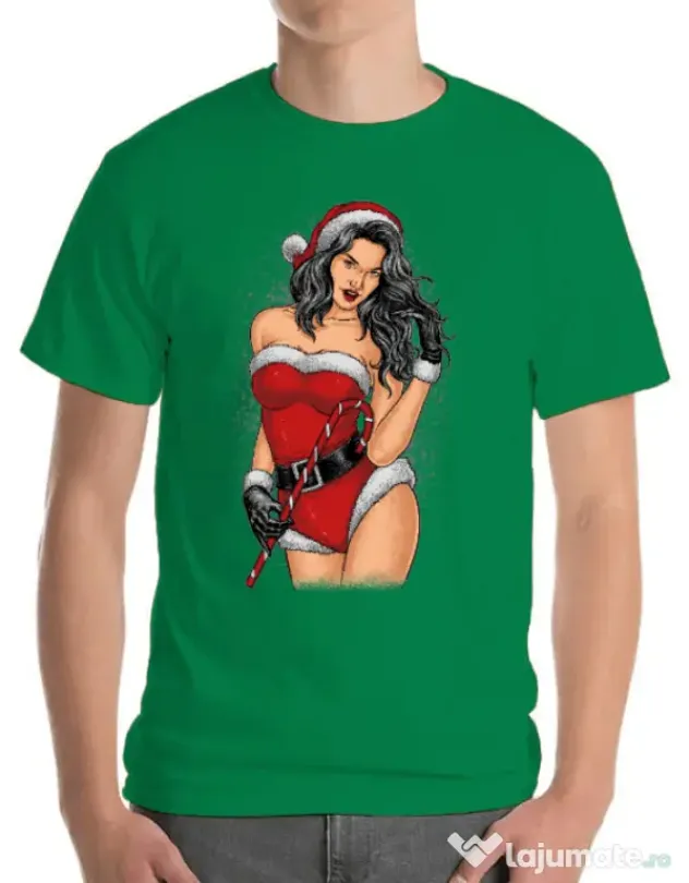Tricou ADLER barbat Sexy Santa Girl Verde mediu