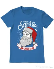 Tricou ADLER barbat Only santa can judge me Albastru azuriu