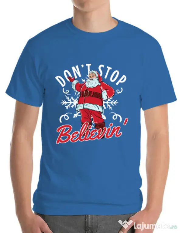 Tricou ADLER barbat Dont stop believin Albastru azuriu