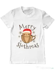 Tricou ADLER barbat Merry slothmas Alb