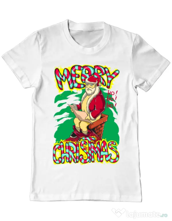 Tricou ADLER barbat Naughty Santa Alb