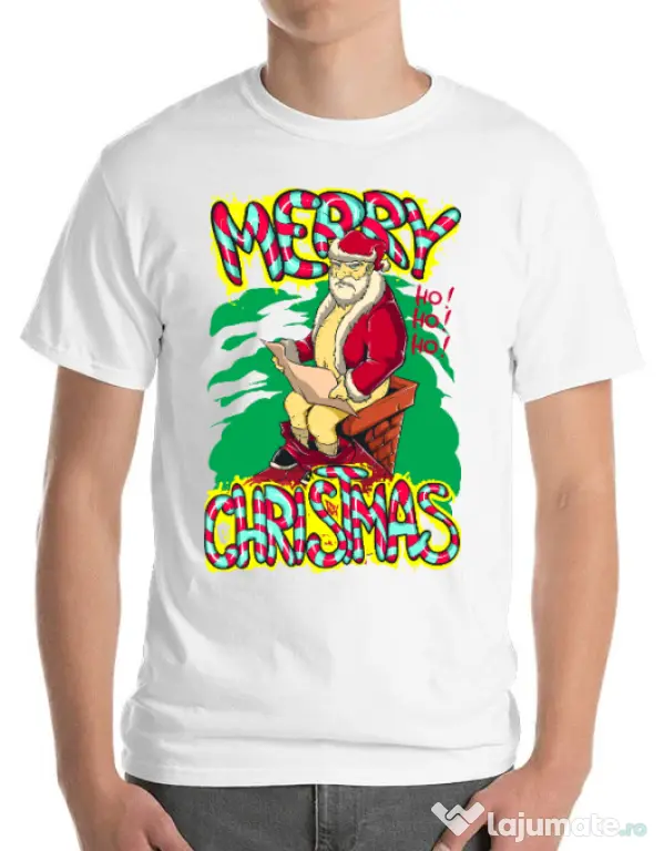 Tricou ADLER barbat Naughty Santa Alb