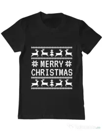 Tricou ADLER barbat Merry Christmas Ugly Sweater Negru