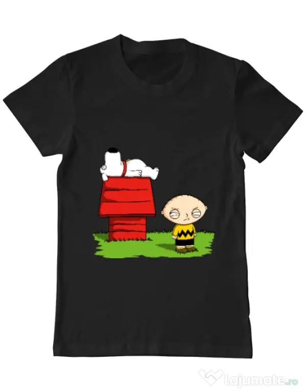 Tricou ADLER barbat Stewie and Snoopy Negru