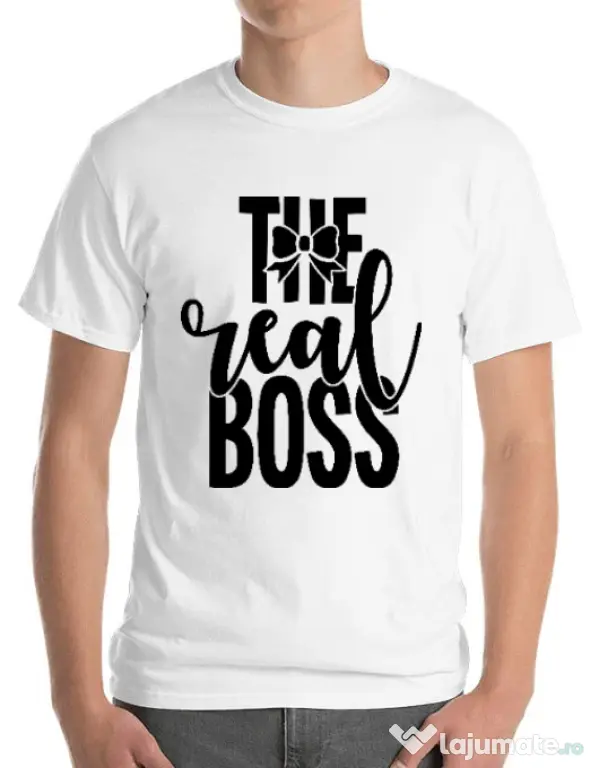 Tricou ADLER barbat The real boss Alb
