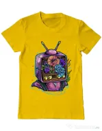 Tricou ADLER barbat Flower television Galben