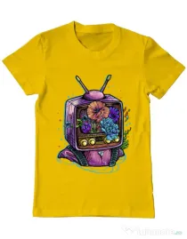 Tricou ADLER barbat Flower television Galben