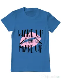 Tricou ADLER barbat Wake up and make up Albastru azuriu