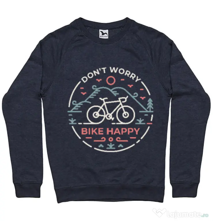 Bluza ADLER barbat Don't worry bike happy Denim inchis