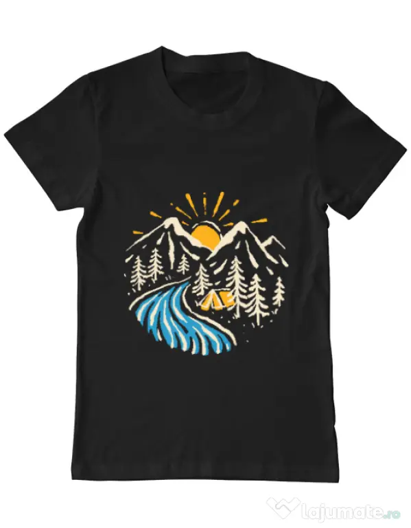 Tricou ADLER barbat Camp river Negru