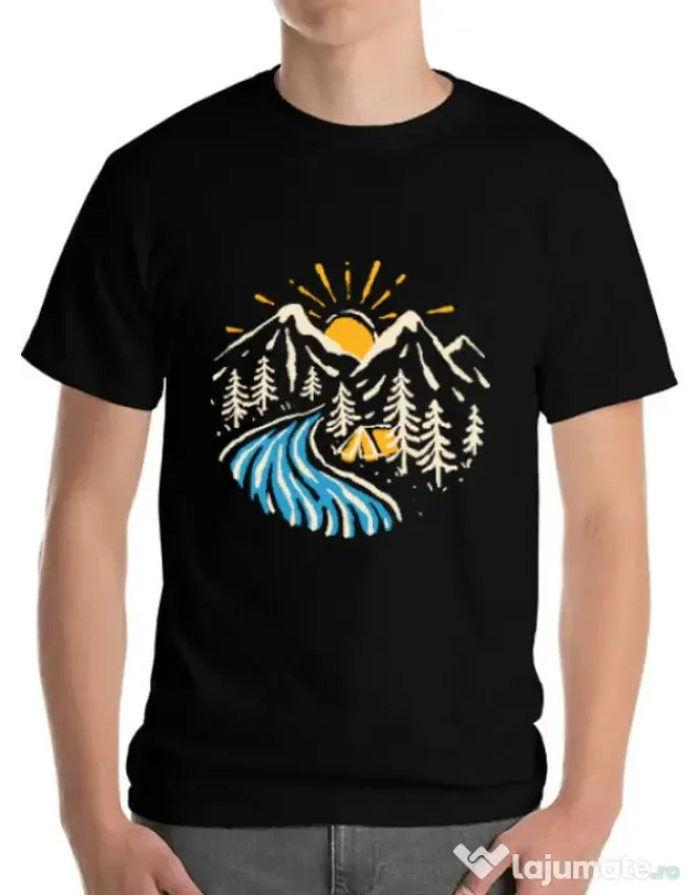 Tricou ADLER barbat Camp river Negru