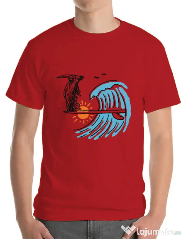 Tricou ADLER barbat Grim surfer Rosu