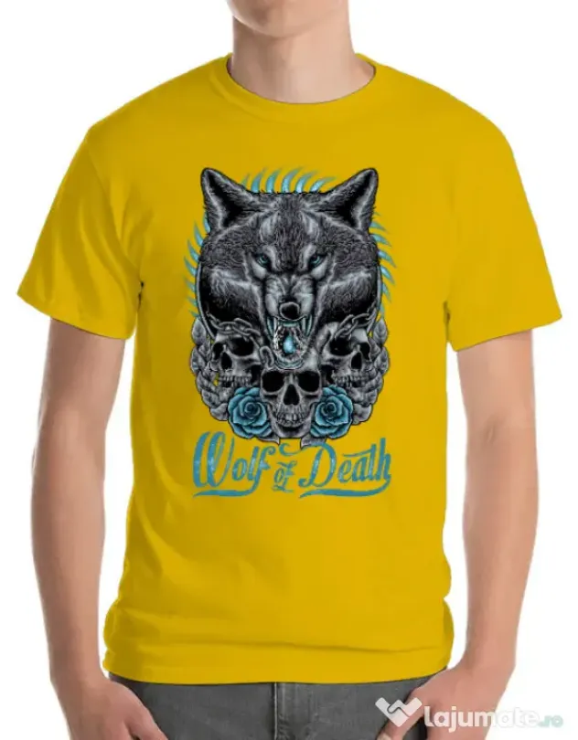 Tricou ADLER barbat Wolf of death Galben
