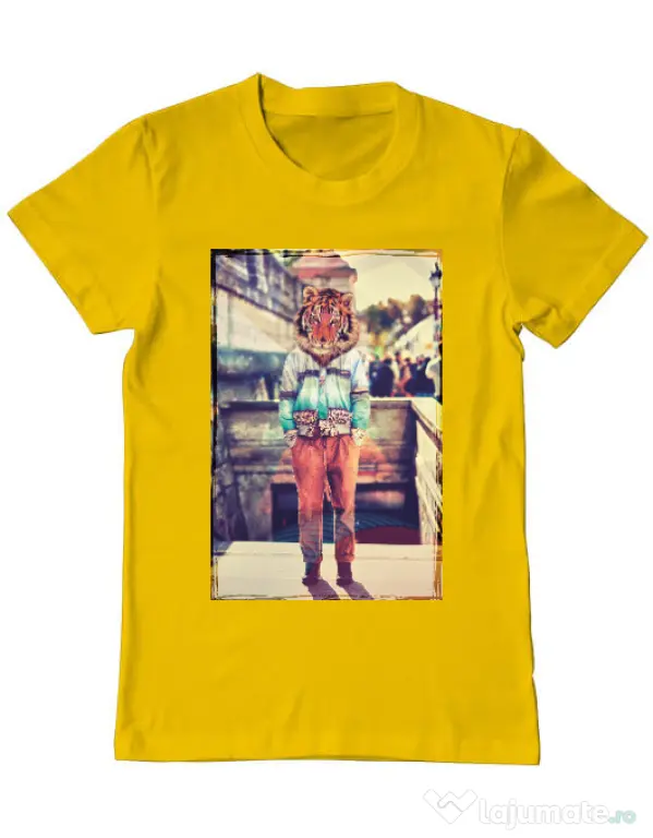 Tricou ADLER barbat Tiger head Galben