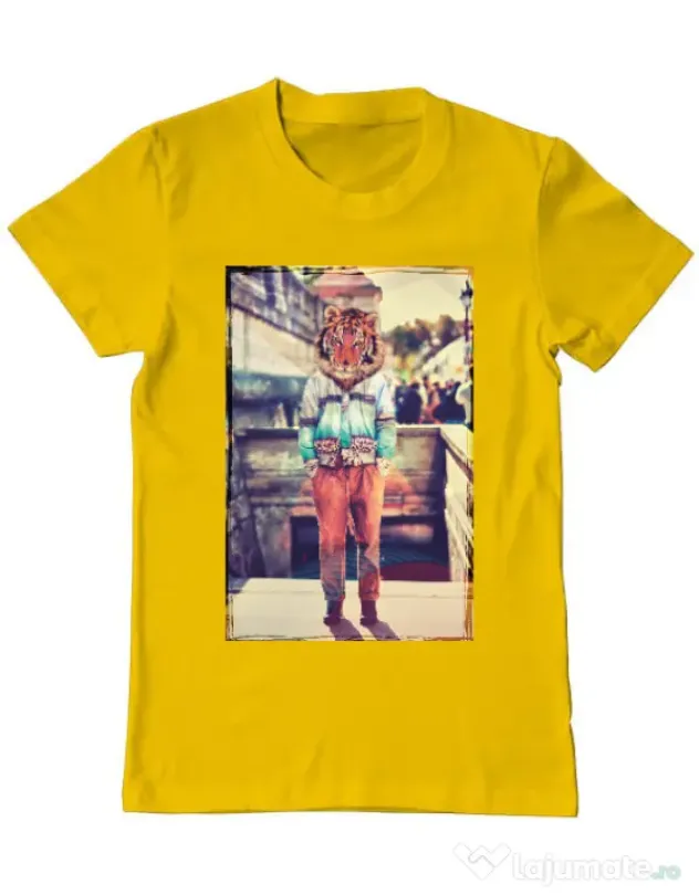 Tricou ADLER barbat Tiger head Galben