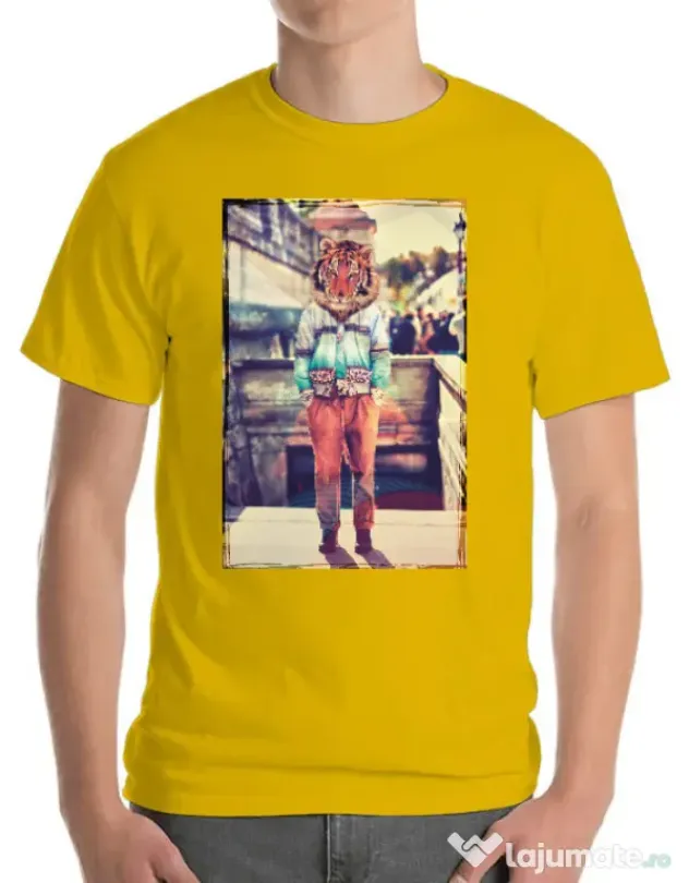 Tricou ADLER barbat Tiger head Galben