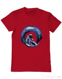 Tricou ADLER barbat Surfing in space Rosu