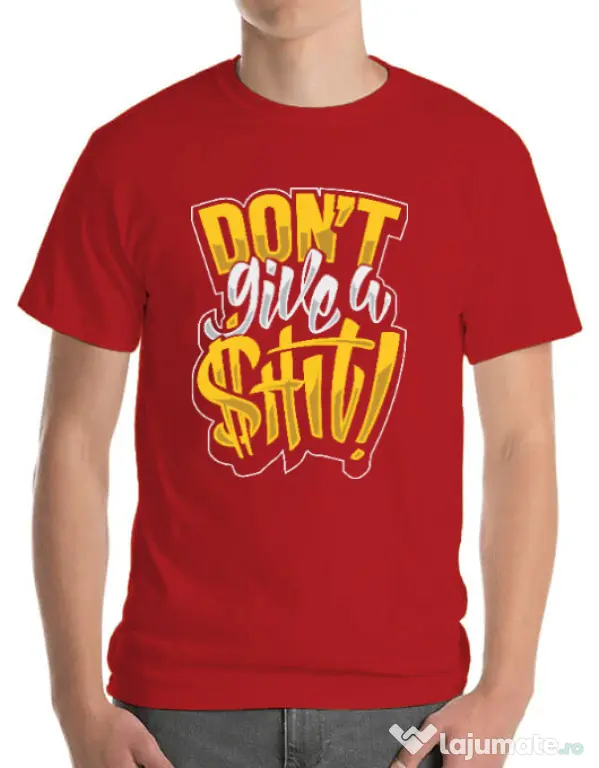 Tricou ADLER barbat Don't give a shit Rosu