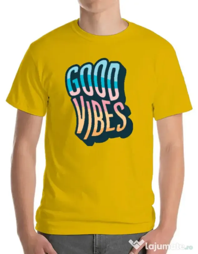 Tricou ADLER barbat Good vibes Galben