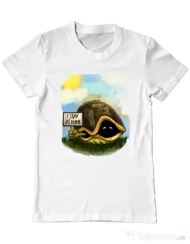 Tricou ADLER barbat I stay home Alb