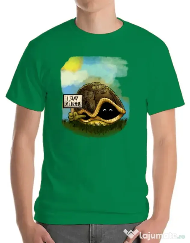 Tricou ADLER barbat I stay home Verde mediu