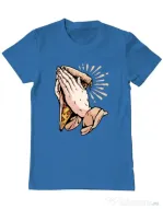 Tricou ADLER barbat Pray for pizza Albastru azuriu