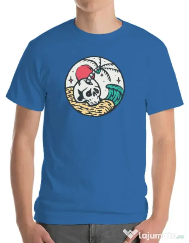 Tricou ADLER barbat Skull and beach Albastru azuriu