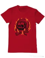 Tricou ADLER barbat Skull biker Rosu