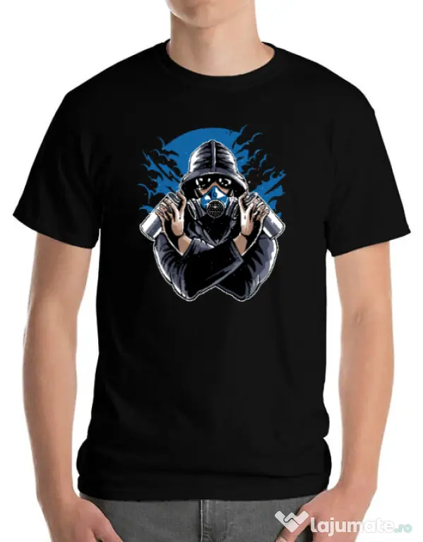 Tricou ADLER barbat Graffiti gas mask Negru
