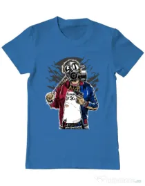 Tricou ADLER barbat Suicide gas mask Albastru azuriu