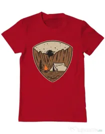 Tricou ADLER barbat Camp cliffs Rosu