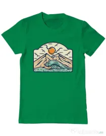 Tricou ADLER barbat Mountain and wave Verde mediu