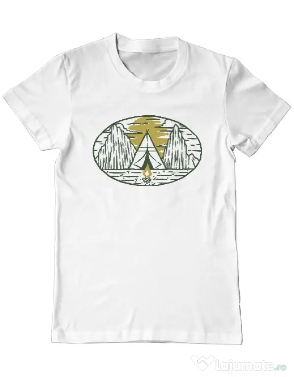 Tricou ADLER barbat Camp fire Alb
