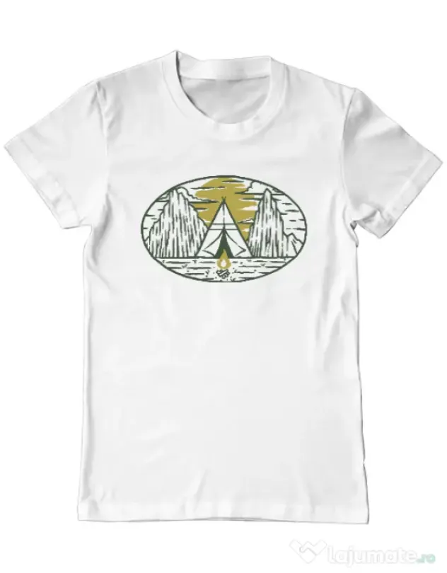 Tricou ADLER barbat Camp fire Alb