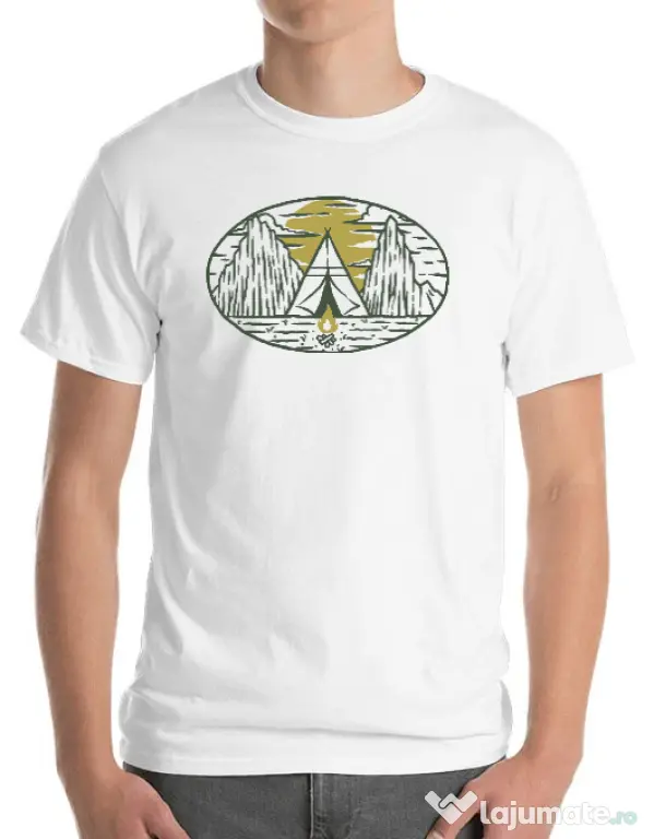 Tricou ADLER barbat Camp fire Alb