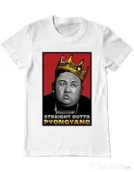 Tricou ADLER barbat Straight outta Pyongyang Alb