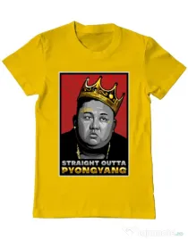 Tricou ADLER barbat Straight outta Pyongyang Galben