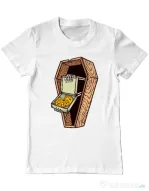 Tricou ADLER barbat Horror pizza Alb