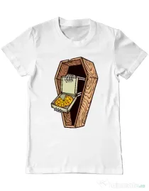 Tricou ADLER barbat Horror pizza Alb