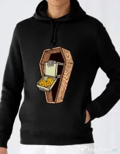 Hoodie barbat cu gluga Horror pizza Negru 