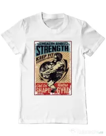 Tricou ADLER barbat Health and strength Alb