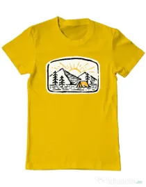 Tricou ADLER barbat Hand drawn camp Galben