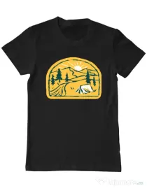 Tricou ADLER barbat River camp Negru
