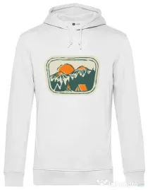 Hoodie barbat cu gluga Camping badge Alb